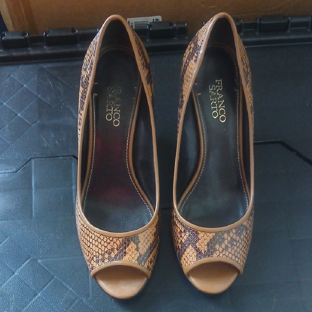 Franco Sarto Brown Heeled Peep-Toe Elegance